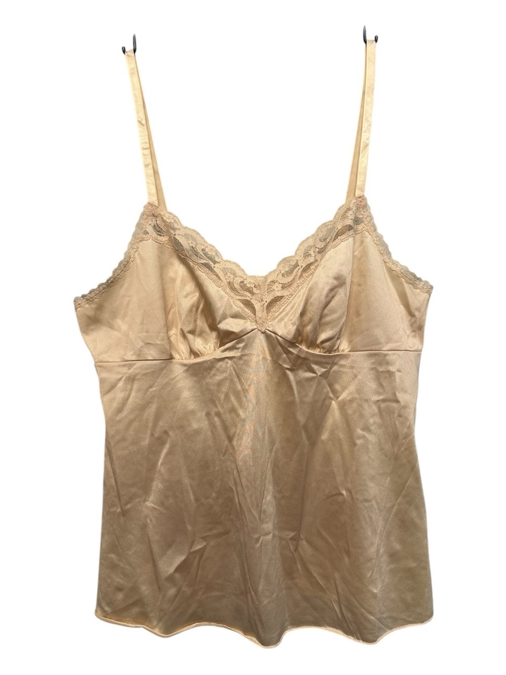 Vintage 80s/90s Vanity Fair Champagne Satin Lace-Trim Camisole Size 34 (Small)